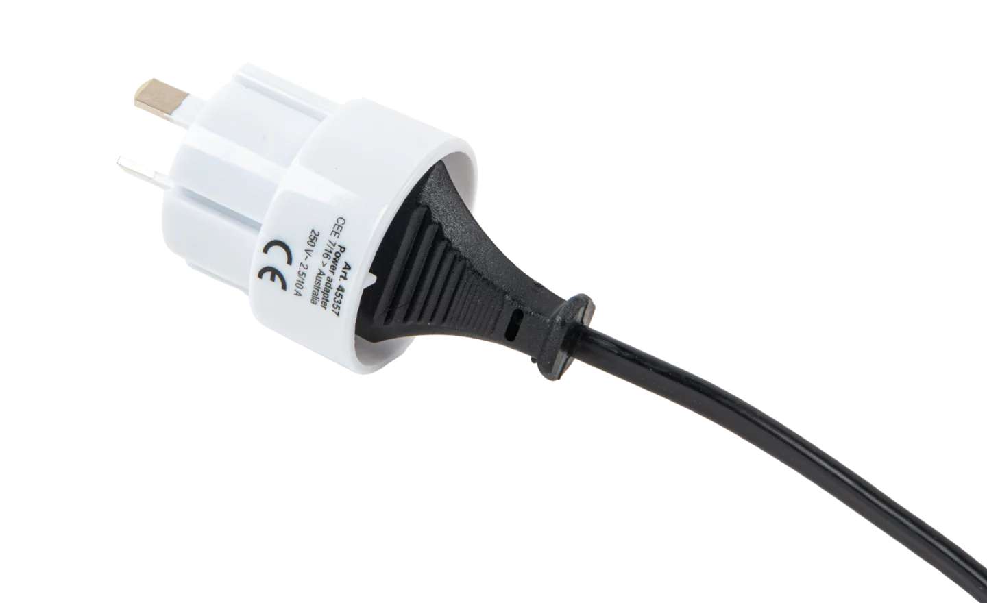 Travel adapter (AU version, 2-pin), EU (CEE 7/16) --> Type I (AS 3112)