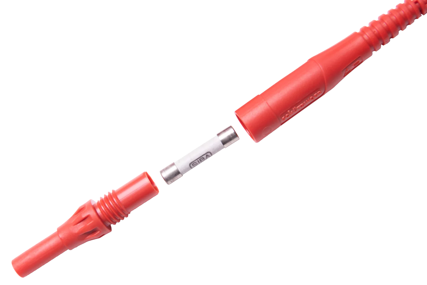 Test lead 2 m CAT IV 1000V (banana plugs, fused 10 A) red