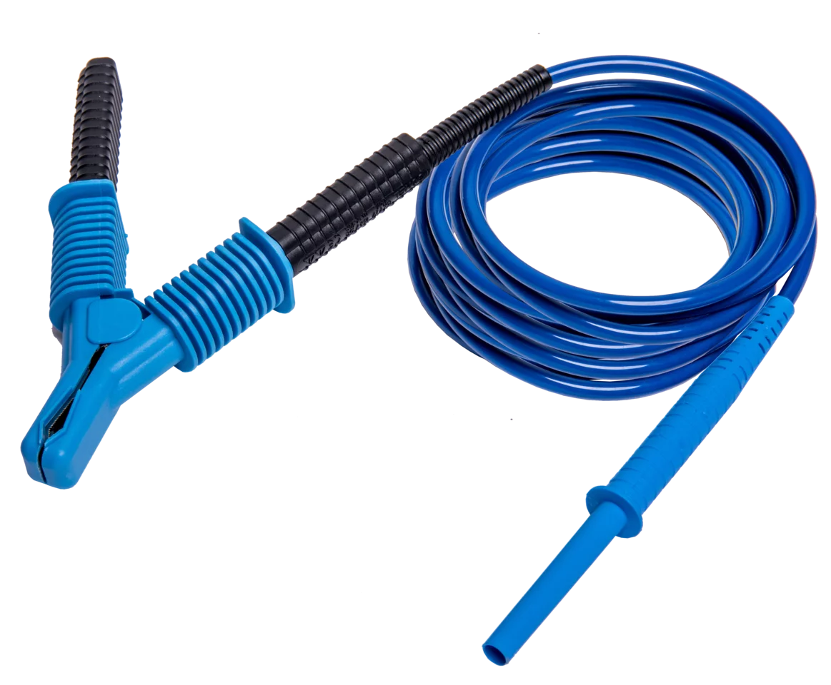 Test lead 10 m blue 15 kV, CAT IV 1000V with crocodile clip