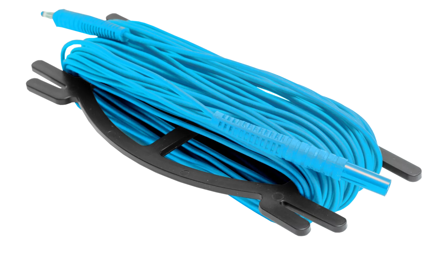 Test lead 15 m for earth resistance measurements (on a H-frame, banana plugs) blue