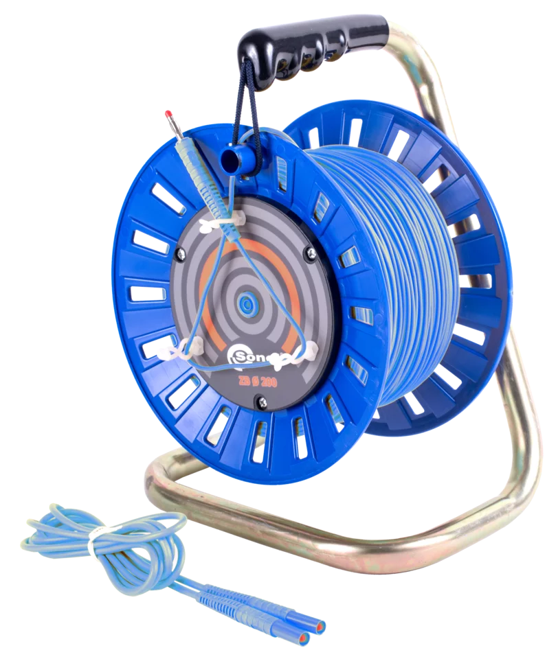 Test lead 100 m blue for earth resistance measurements (on a reel)