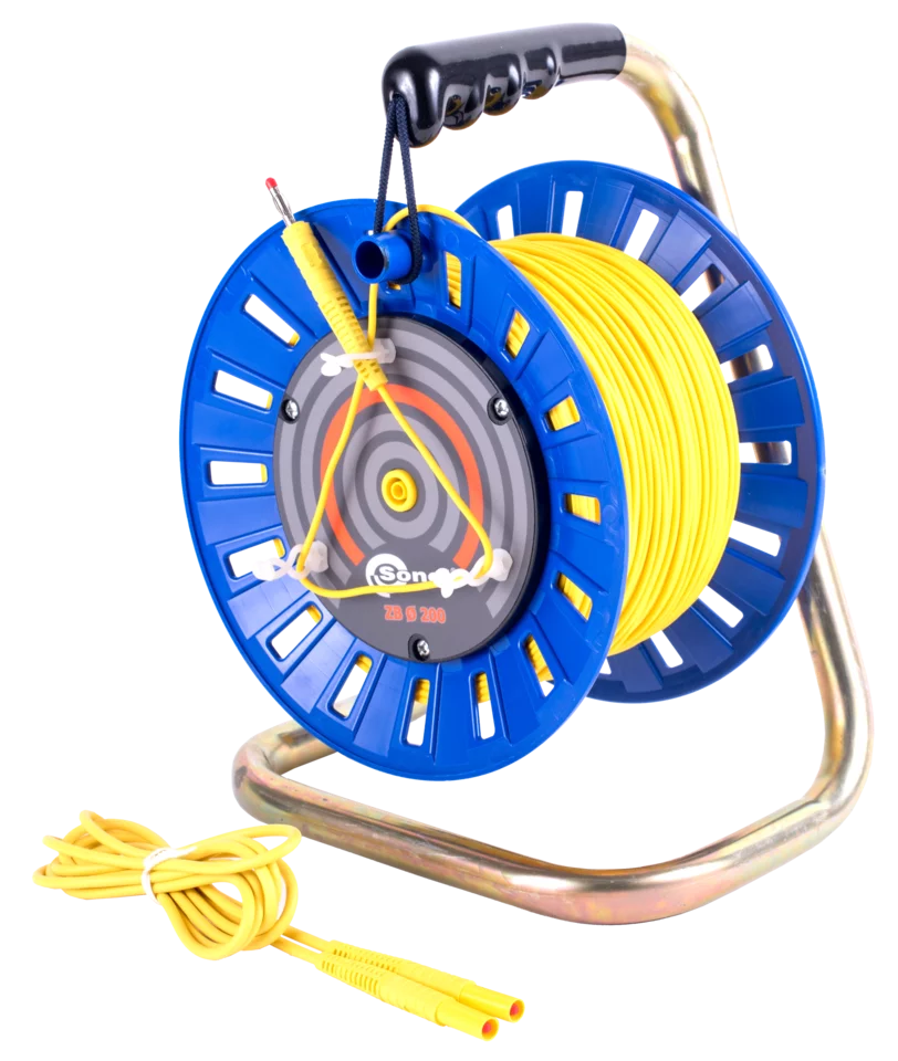 Test lead on a reel with banana plugs; 100 m; yellow